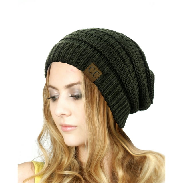 Bonnet Tricoté Extensible Doux et Chaud 20a-Olive Foncé