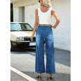 thumbnail image 4 of Pantalones Vaqueros Holgados de Talla Grande para Mujer, de Pierna , Cintura Alta, Adelgazantes, con Múltiples Bolsillos, Rectos y Casuales. Azul Oscuro Medio XL, 4 of 9