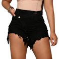 thumbnail image 7 of adaychics High Waisted Jean Shorts Crossover Summer Denim Shorts Fashion Frayed Hems Jorts for Everyday Wear, 7 of 7