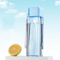 Plastic Water Cup 500ML | Square Minimalist Design | Transparent Frosted Leakproof Tumbler | Durable Portable Bottle with Tea Separator | Easy Clean for Travel, Outdoor, Home