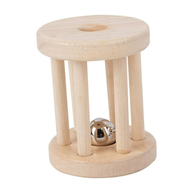 Lipstore Baby Roller Rattle Wood Toys Rattles with Bells Smooth Surface Infant Roller Toy C