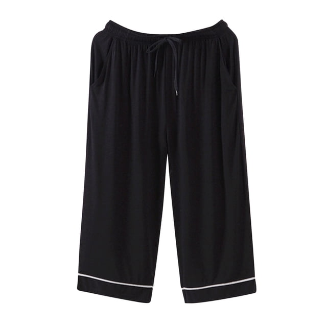 Pijama informal para hombre, pantalones finos y holgados, de color liso, estilo capri