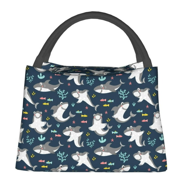 Fotbe Friendly Sharks Bolsa Térmica Portátil con Estampado, Bolsa de Entrega de Alimentos Aislada, Bolsa Reutilizable de Gran Capacidad para Comidas y Supermercado