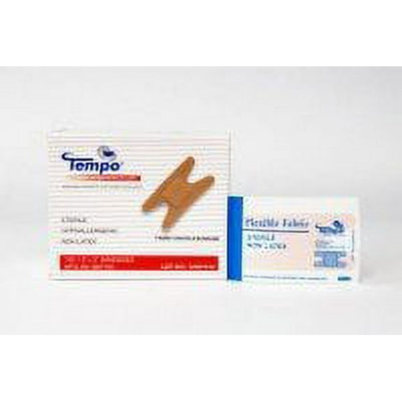Tempo Adhesive Fabric Knuckle Bandage 1.5" x 3", Sterile, Non Latex, Hypoallergenic, 100 EA/BX & 60 BX/CS, BAF153