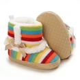 thumbnail image 4 of Baby Girls Fleece Knit Rainbow Winter Warm Snow Boots Soft Sole Crib Shoes Booties for Newborn Infant Toddler, 4 of 6