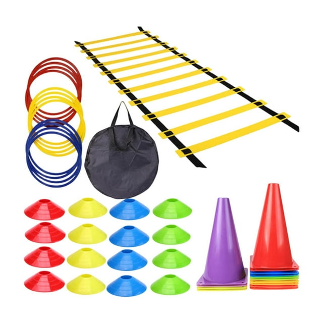 Conjunto de entrenamiento de agilidad de velocidad, kit de deportes de entrenamiento de fútbol, escala de velocidad de agilidad con conos para 46pcs