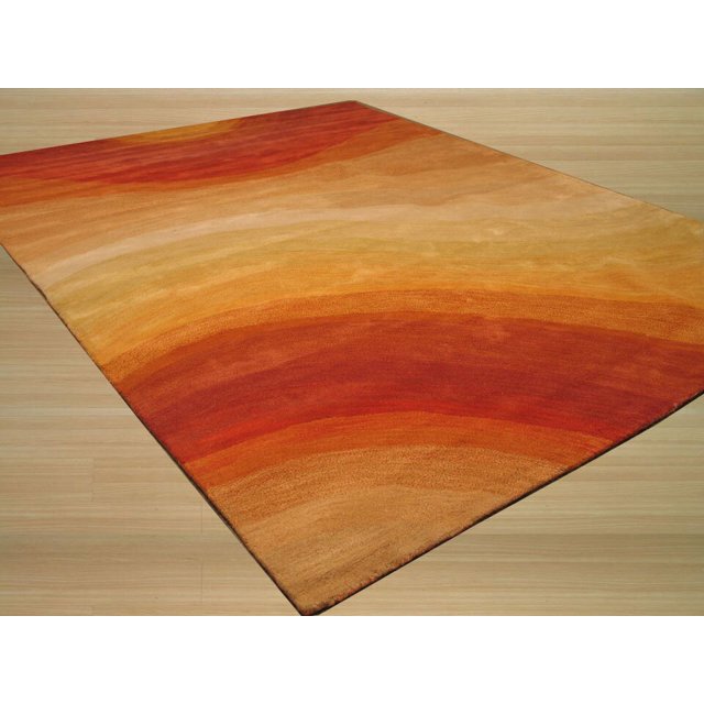 HandTufted Wool Orange Area Rug, Hand Made, Product Care Vacuum with