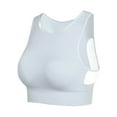 thumbnail image 4 of Women's Spaghetti Strap Yoga Bras Solid Sleeveless Cold Shoulder Casual Tanks Blouse Tops V-Neck No Underwire Bra Feature Hook and Eye Closure T-Shirt Bra Style Y-544 , White S, 4 of 4