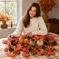 thumbnail image 4 of Artificial Fall Harvest Decor Set 70 Pcs Fake Pumpkins Maple Leaves Pinecones Acorns Gourd Table Centerpiece Accents with Rustic Charm for Thanksgiving Halloween Display in Home Office, 4 of 5