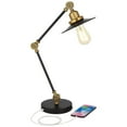 thumbnail image 3 of 360 Lighting Taurus 20" High Small Farmhouse Rustic Desk Lamps Set of 2 USB Ports Adjustable Black Gold Home Office Charging, 3 of 9