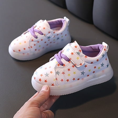 

LYCAQL Toddler Shoes Kids Light Bling Children Sport Shoes Baby Luminous Girls Baby Shoes Moccasins Baby Boy (Purple 6 Toddler)