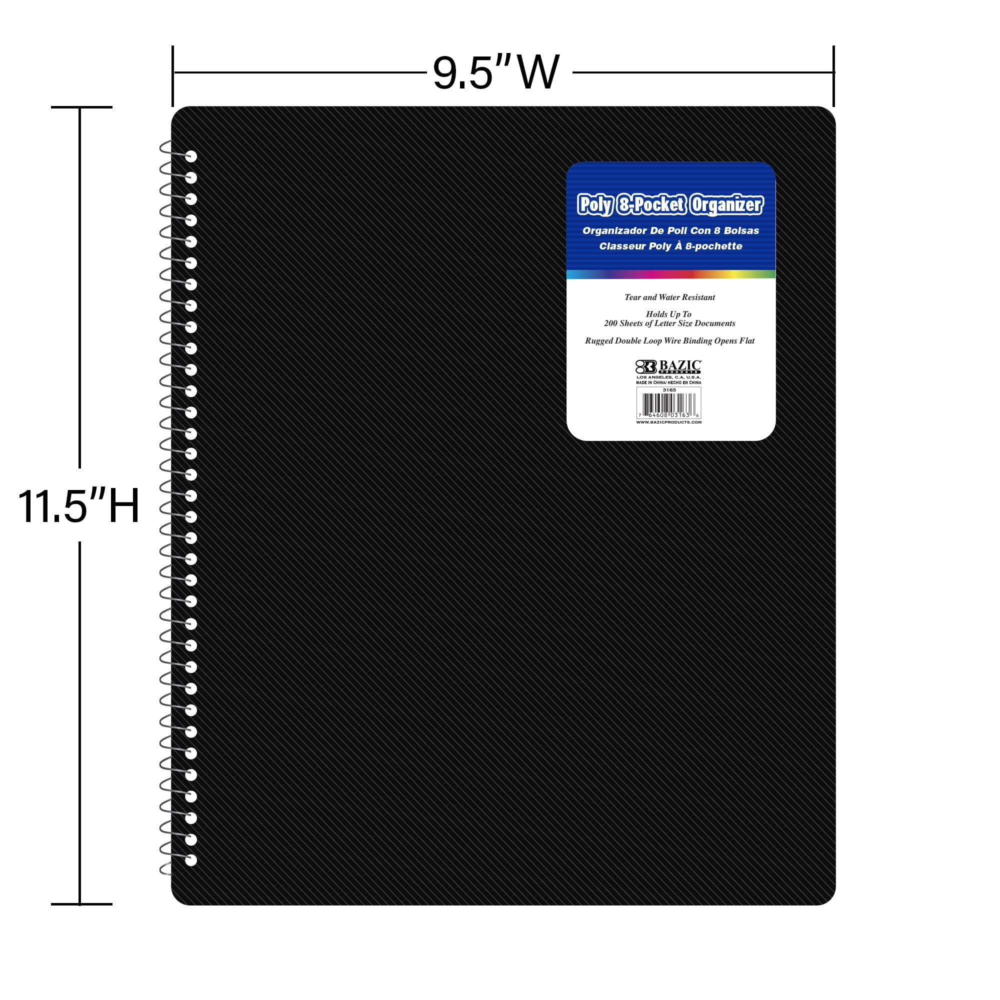 BAZIC 8 Pockets Poly Folder Portfolio Document Folders, 6-Pack