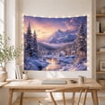thumbnail image 5 of Snowy Mountain River with Pine Forest and Cabin, Serene Rustic Style for Nature Lovers, Winter Landscape Art, Christmas Gift, Tapestry Wall Hanging for Bedroom and Living Room, 5 of 7