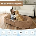 thumbnail image 3 of MIDODO Human Dog Bed, 72"x48"x11" Size Washable Faux Fur Giant Dog Bed for Human, Large Bean Bag Bed with Plump Pillow, Blanket, Strap, 3 of 6