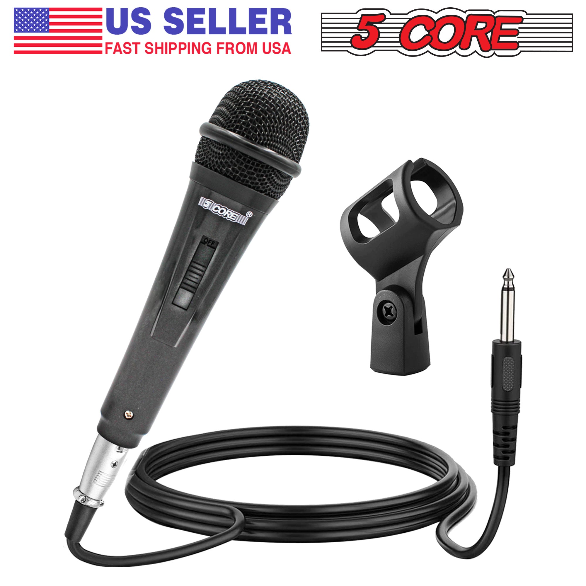 5Core PM18 Dynamic Vocal Microphone – Cardioid XLR Mic For Karaoke, Singing & Studio