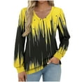 thumbnail image 2 of Women's Long Sleeve V-Neck T-Shirt Striped/Printed Loose Fit Top Soft Breathable Casual Blouse for Fall 2025 Fashion Essentials, 2 of 5