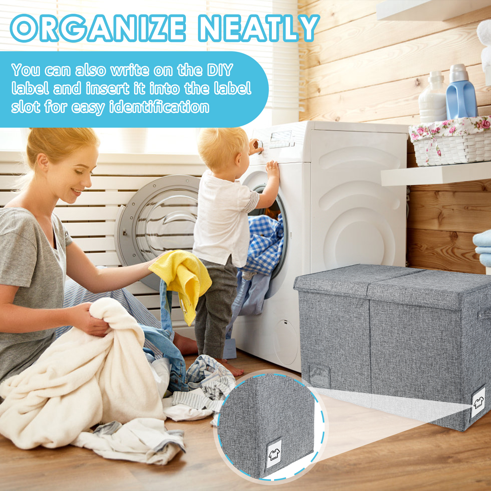 Extra Large Toy Box 82.5L Collapsible Sturdy Kids Toy Chest for Boys Girls Kids Toy Storage Organizer Toddler Storage Bins with Lids and Handle Toy Box basket for Living Room Bedroom Nursery Gray
