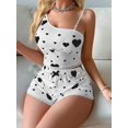 thumbnail image 5 of Women Pajamas Heart Print PJ Set Crop Tops and Shorts Set 2 Piece Lounge Sets, 5 of 7
