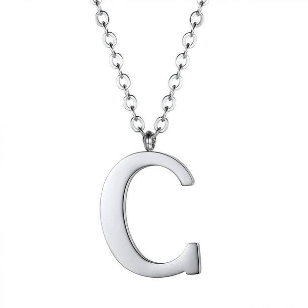 Colgante Inicial C PROSTEEL Collar de plata con letra del alfabeto acero inoxidable para mujeres y niñas regalo de Cumpleaños joyería con encanto de nombre personalizado