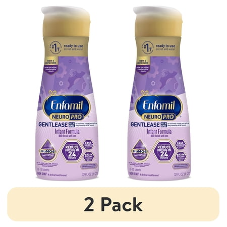 (2 pack) Enfamil NeuroPro Gentlease Ready-to-Feed Baby Formula for Easing Fussiness, Gas, Spit-up in 24hrs, 32 fl oz
