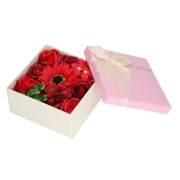 Jabón de flores, jabón de baño con flores de imitación, jabón de flores para San Valentín, caja de regalo con diseño de primera clase