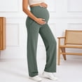 thumbnail image 2 of Gyujnb High Waist Full Belly Maternity Wide Leg Pants Stretch Fabric Side Pockets Loose Fit Casual Everyday Pregnancy Trousers,XL, 2 of 4