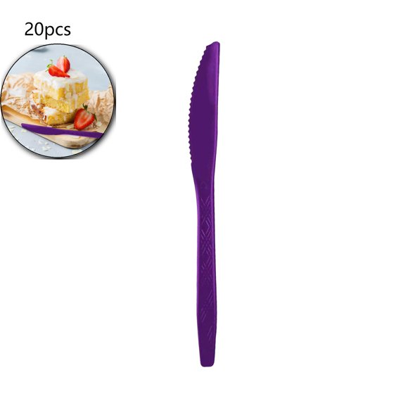 Dvruxg Purple Plastic Party Cutlery Set of 20 Knife 6.69in