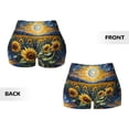thumbnail image 5 of Lsque Starry Sky Moon Sunflower Pattern High Waisted Biker Shorts for Women-Tummy Control Fitness Athletic Workout Running Yoga Gym Shorts,Moisture-Wicking-Large, 5 of 9