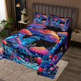 thumbnail image 2 of Erosebridal Galaxy Plant Coverlet Set King, Neon Red Mushroom Bedding Set, Jungle Botanical Decor, 2 of 5