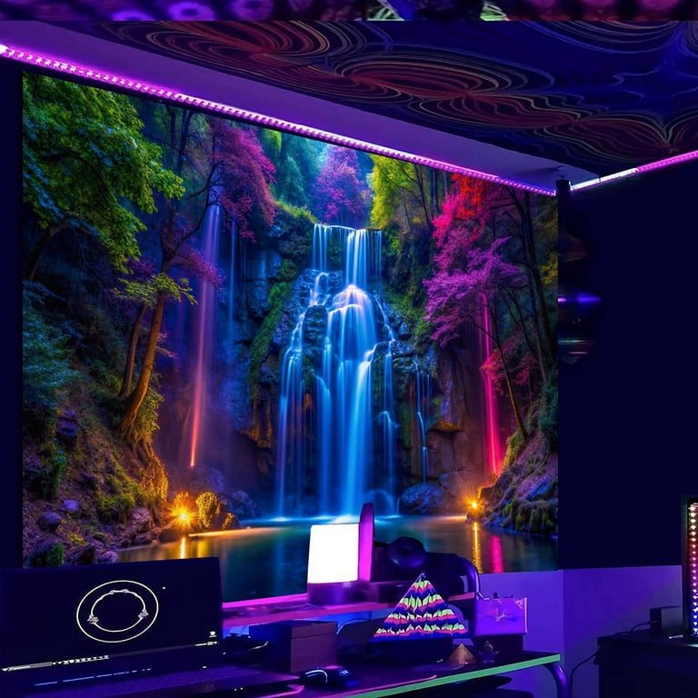 Simpkeely Blacklight Waterfall Tapestry 59x80 UV Reactive photo 6