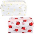 thumbnail image 1 of Clear Cosmetic Bags, 2pcs Clear Cute PVC Fruit Makeup Bag Cute Travel Wash Cosmetic Pouch for Women (Daisy + Strawberry), 1 of 2