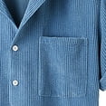 thumbnail image 4 of VBTAPA Men's 2 Piece Summer Outfits Corduroy Short Sleeve Shirts and Shorts Set Casual Beach Suit Soft Comfy Lounge Sets Blue M, 4 of 7