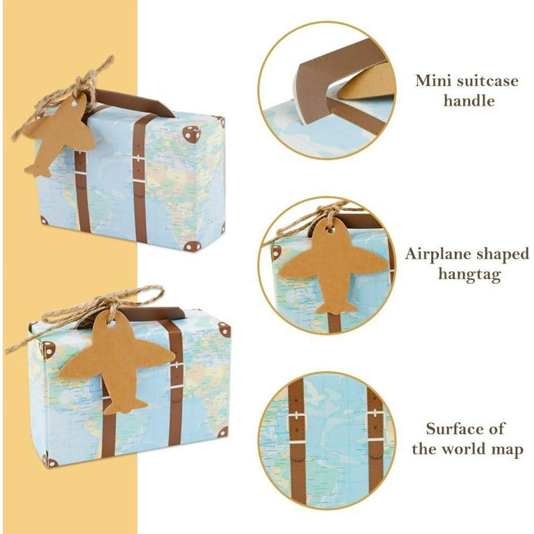 Mini Koffer 50 Stuks Party Favor Candy Box Vintage Kraft Papier Met Tags En Jute Touw Voor Bruiloft Reizen Thema Party Bruids Douche Decoratie