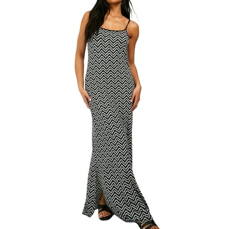 

Lumento Women Nightgowns Scoop Neck Sleep Dress Sleeveless Chemise Ladies Sexy Sleepwear Long Striped Nightwear White 5XL