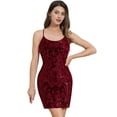 thumbnail image 2 of IBTOM CASTLE Women's Sequin Mini Dress Sparkly Glitter Strap V-Neck Bodycon Cocktail Party Homcoming Short Dresses XS Wine Red, 2 of 5
