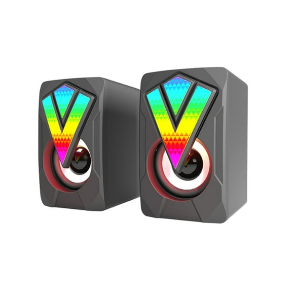 Usloyux Outdoor Speaker for Game Flash Deals, The New Computer Rgb Glowing Speaker Multimedia Desktop Game Mini Wired Usb Audio System Is Exquisite And Compact, With Clear Sound Quality
