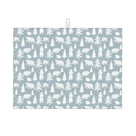 

Xecao Polar Bears And Snowy Winter Patten Drying Mat Dish Drying Mats for Kitchen Counter Super Absorbent Dish Drying Pads 18×24 Inch