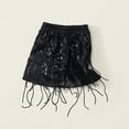 thumbnail image 2 of LNWUY Sequin Fringe Skirt Sparkly Tassel Sequin Party Skirts Belly Dance Hip Scarf Skirt for Women Girls Black 130, 2 of 9