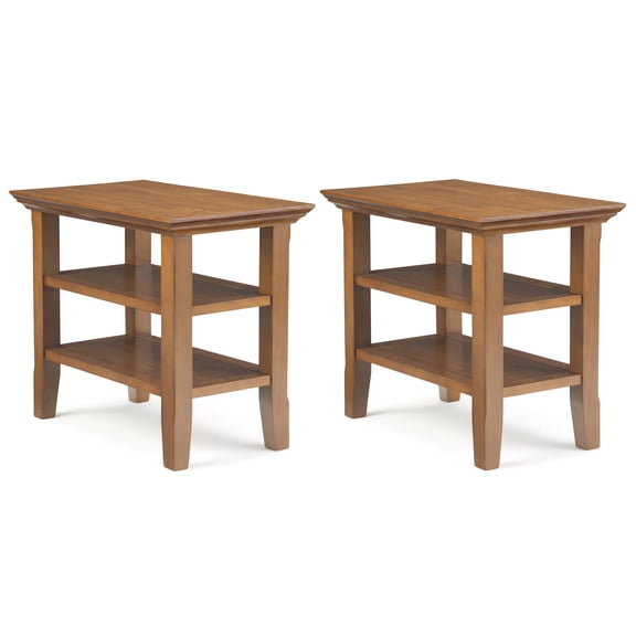 Acadian 14" Solid Wood Narrow Side Table in Light Golden Brown (Set of 2)