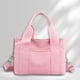 thumbnail image 5 of Bolso de viaje de lona de mano de moda para damas Color sólido para vacaciones (rosa), 5 of 6