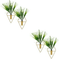 2 Count Wall-mounted Potted Plant Artificial Bonsai Grass Ornament