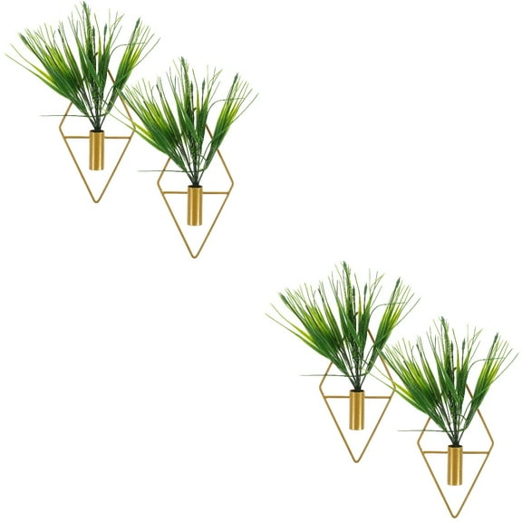 2 Count Wall-mounted Potted Plant Artificial Bonsai Grass Ornament