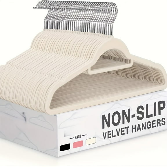 20-Pack Velvet Hangers with Rose Gold Hooks - Non-Slip, Space-Saving (17.1" Long, 0.2" Thick) - For Coats, Dresses, Shirts & Pants - Home & Retail Use"​