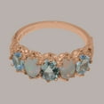 thumbnail image 6 of LBG British Made 14k Rose Gold Natural Aquamarine & Opal Womens Eternity Ring - 33 size options - Size 11.25, 6 of 8