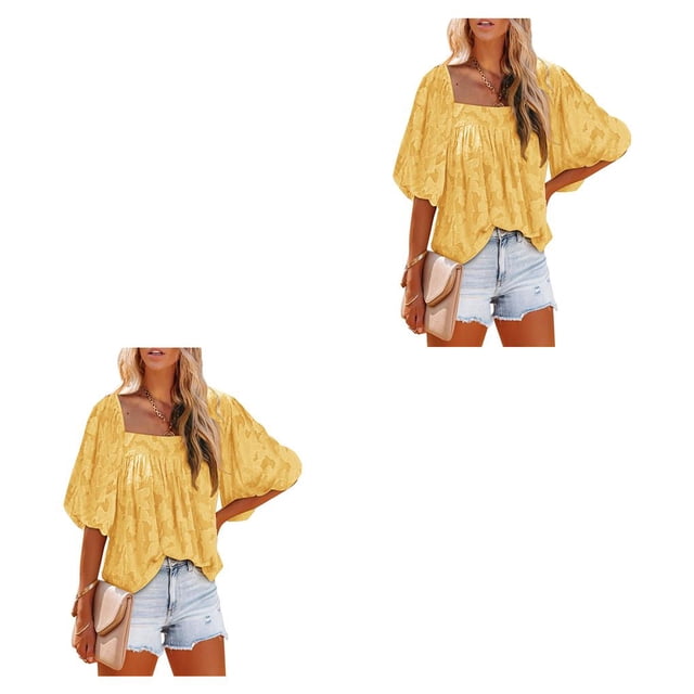 Minnieouse Blusa de mujer de manga corta plisada estampada pulóver camisa playa vacaciones escuela señoras primavera verano ropa Type12 NO12