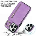 thumbnail image 5 of Feishell for iPhone 12 Pro/12, Case Wallet with Card Holder Functional Two Way Kickstand Durable Zipper Pocket RFID Blocking Leather Slim Protective Leather For iPhone 12/12 Pro, Purple, 5 of 12
