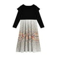 thumbnail image 4 of Abcomgle Girls Long Sleeve Dresses 10-12 Casual Patchwork Ruffle Sleeve Maxi Dress Vintage Floral Print Sundresses Holiday Crew Neck Tiered Dresses with Pockets,5-6 Years Gray, 4 of 5
