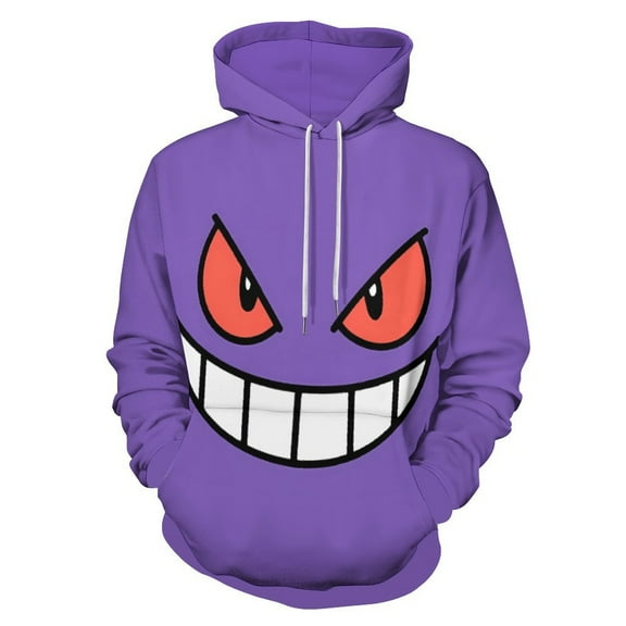 Gengar Hoodies for Men Women 3D Print Pullover Novelty Hooded Sweatshirt Hoodies with Big Pockets S