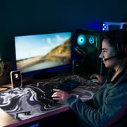 sixwipe XXL Gaming Mouse Pad, 35.4x15.7 Non-Slip Large Mouse Pad for Computer Desk, 3mm Thick Rubber Base with Stitched Edges, Machine Washable for Work & Game