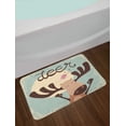 thumbnail image 2 of Deer Hunting Bath Mat, Cutsy Cartoon of Reindeer and Singing Bird Illustration, Plush Bathroom Decor Mat with Non Slip Backing, 29.5" X 17.5", Pale Seafoam Brown, by Ambesonne, 2 of 2